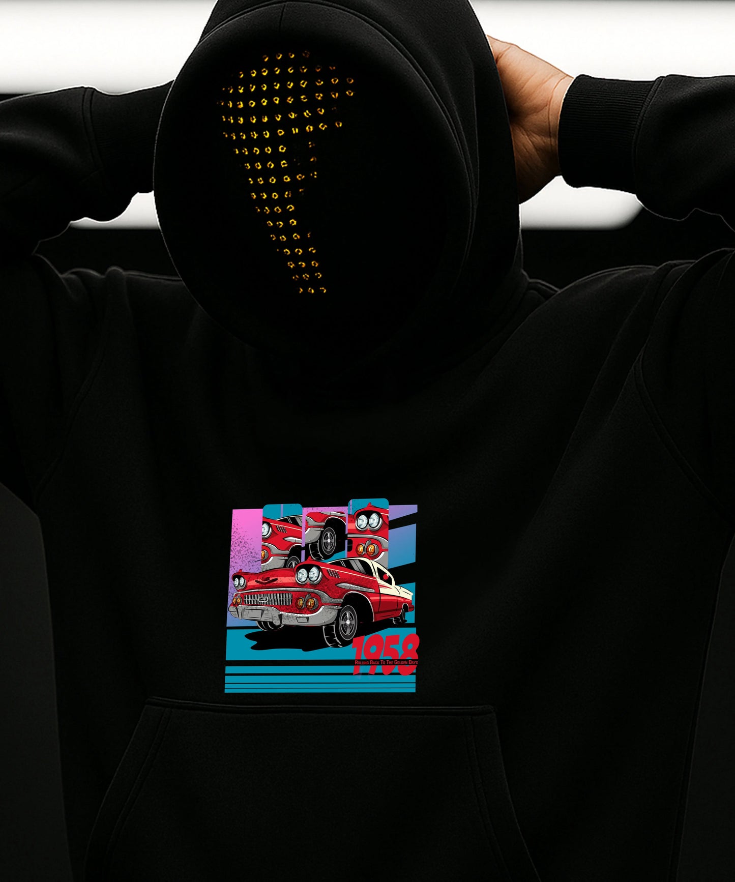 Vintage 1958 Car Hoody - Classic Style for Retro Enthusiasts - TeeHive