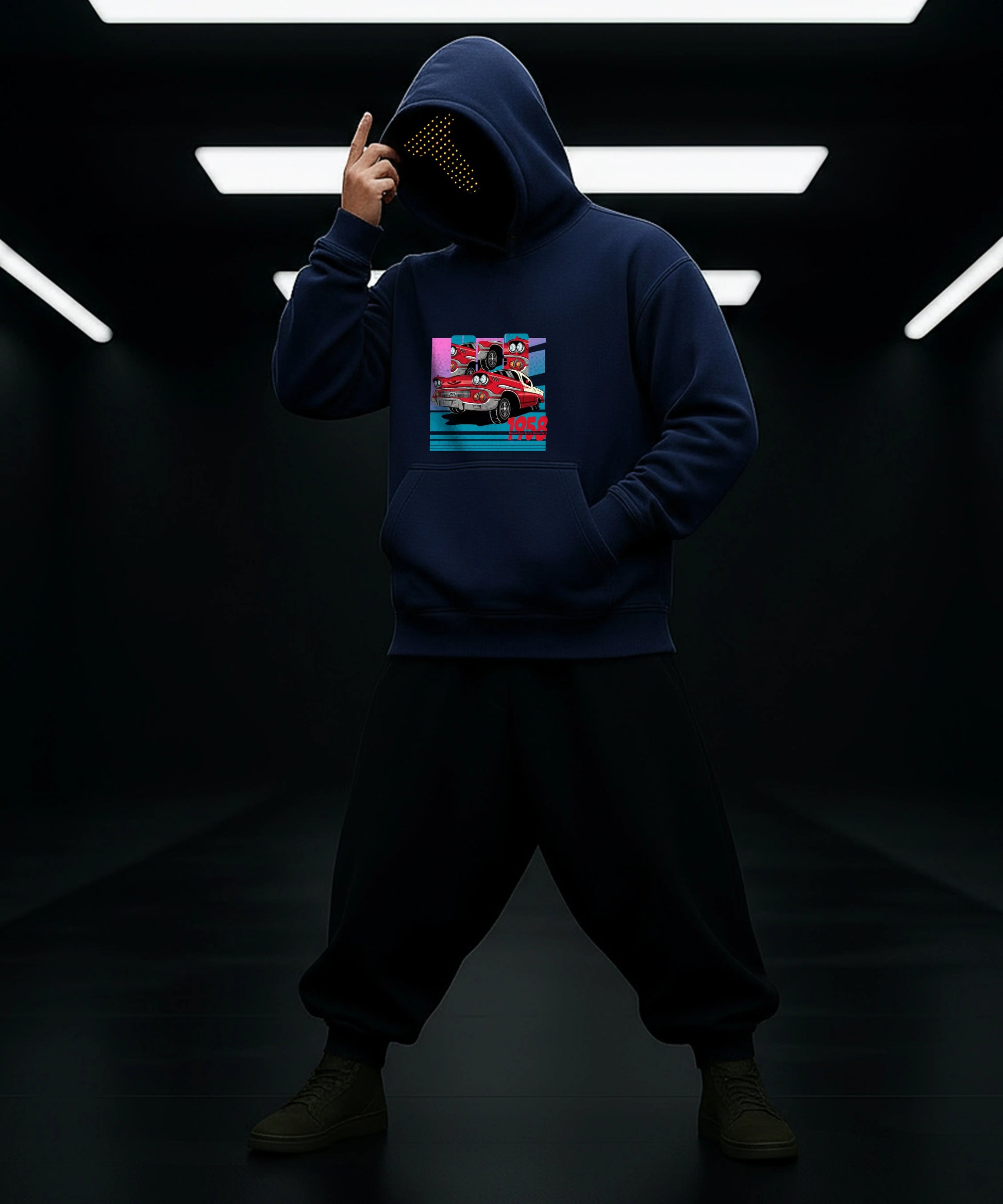 Vintage 1958 Car Hoody - Classic Style for Retro Enthusiasts - TeeHive