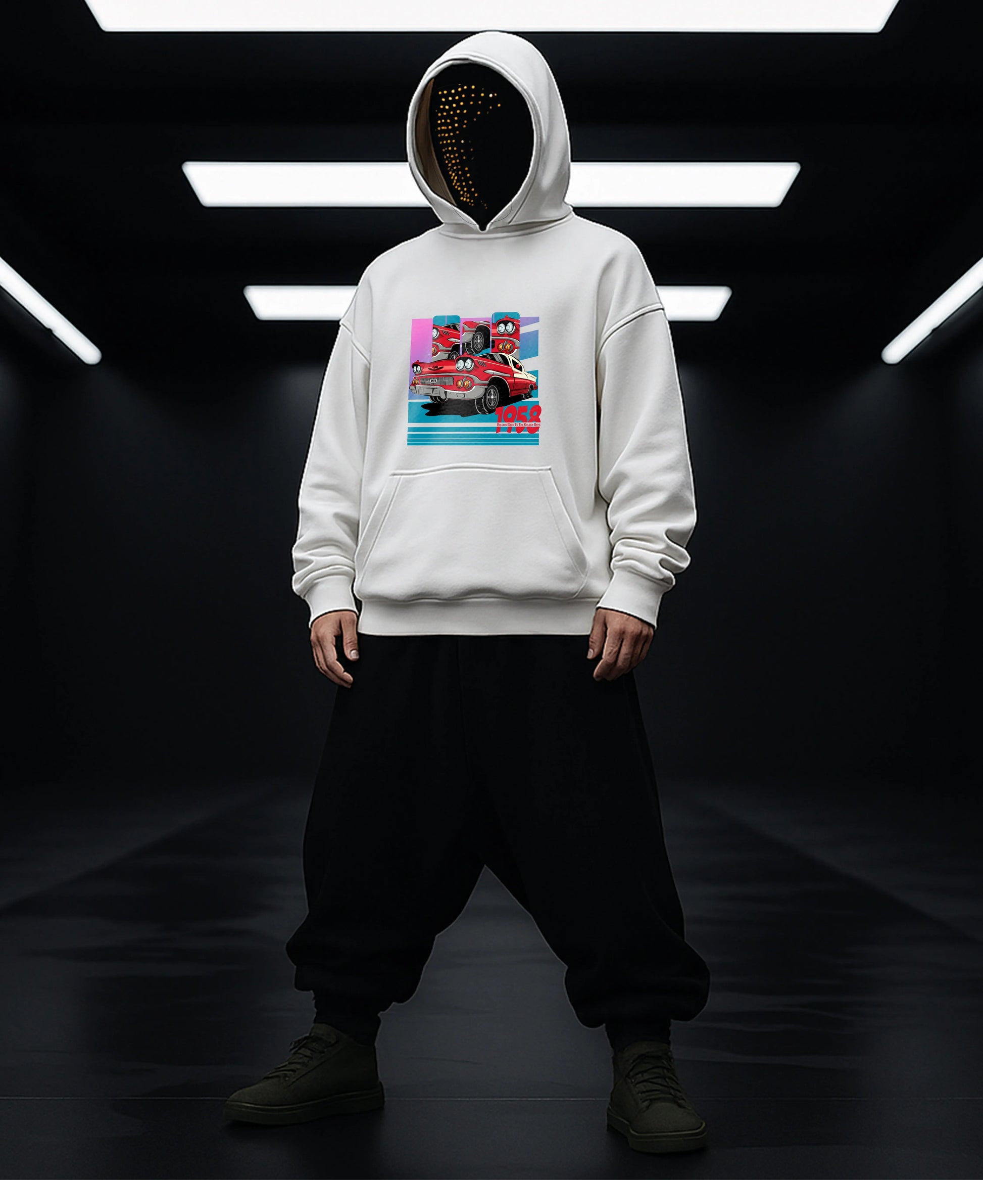 Vintage 1958 Car Hoody - Classic Style for Retro Enthusiasts - TeeHive