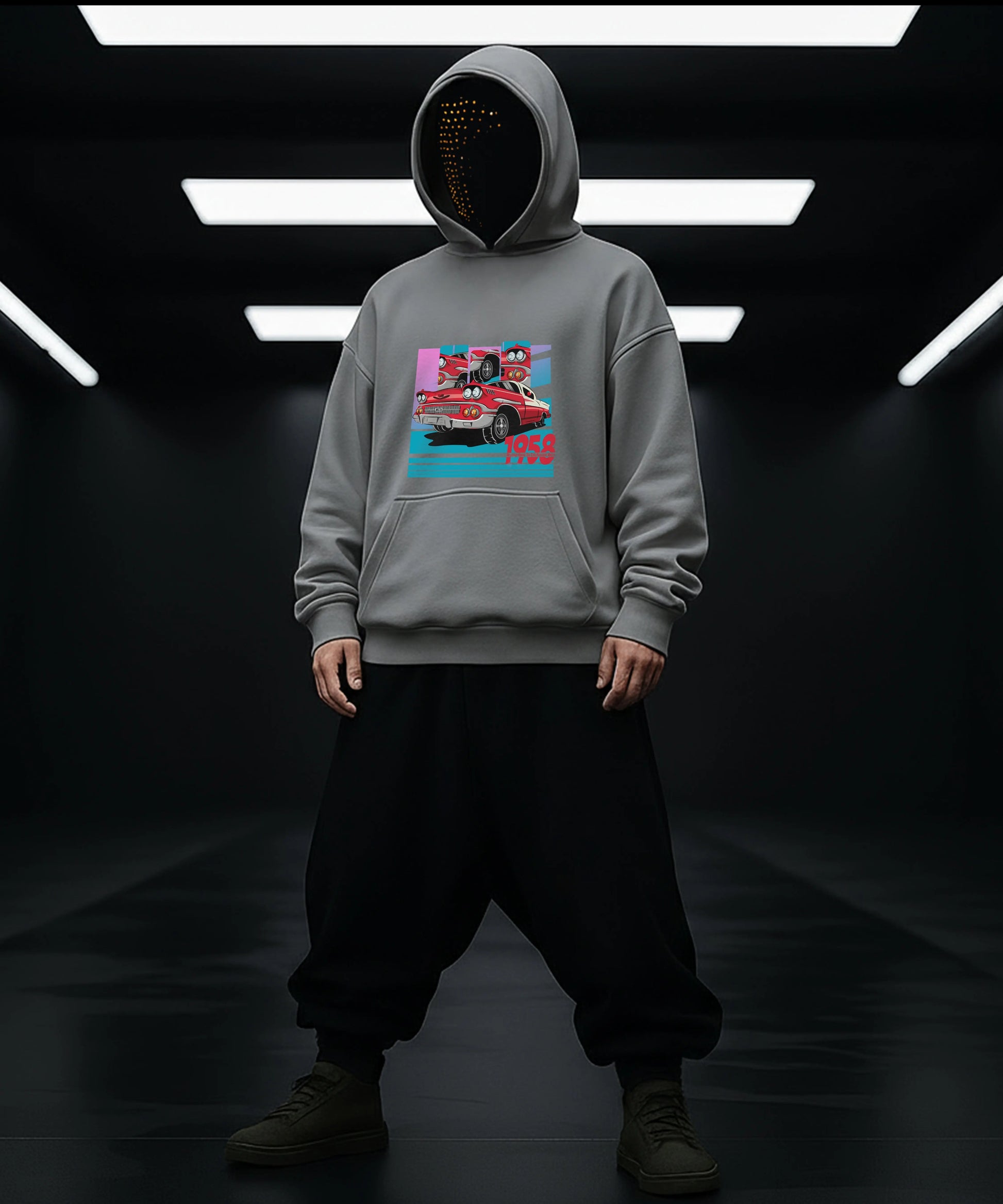 Vintage 1958 Car Hoody - Classic Style for Retro Enthusiasts - TeeHive