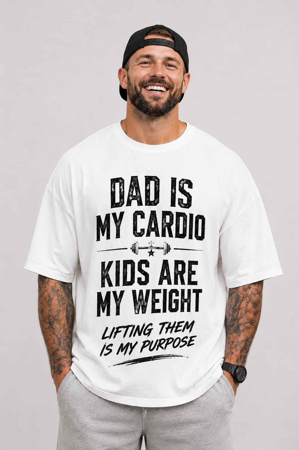 Dad Is My Cardio Kids Are My Weight | Funny Father's Day Gym T-Shirt Gift for Him